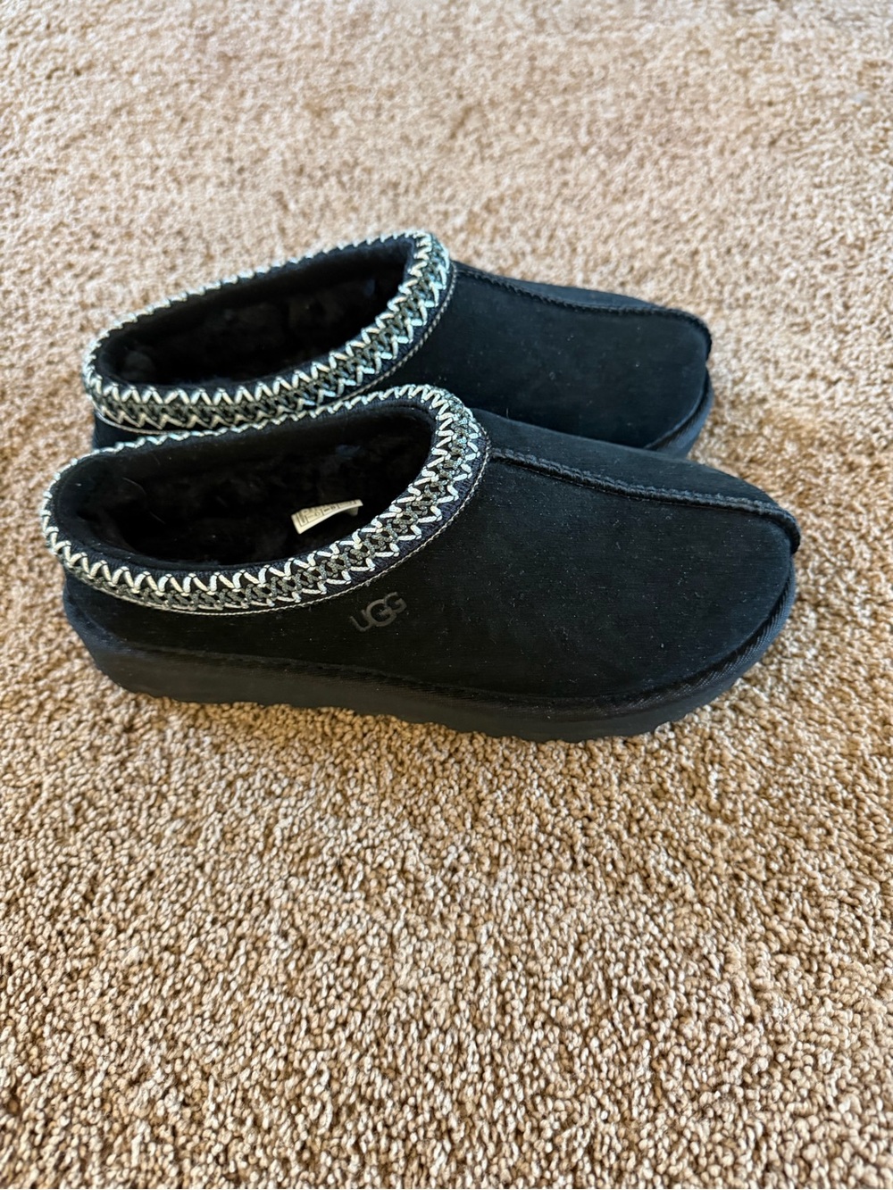UGG Black Suede Quilted-Trim Slip-On Clog